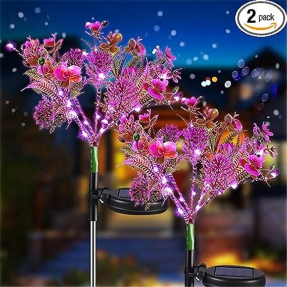 Garden Solar Lights Outdoor Waterproof IP65, 2PK Phalaenopsis Solar Flowers - Picture 7 of 7
